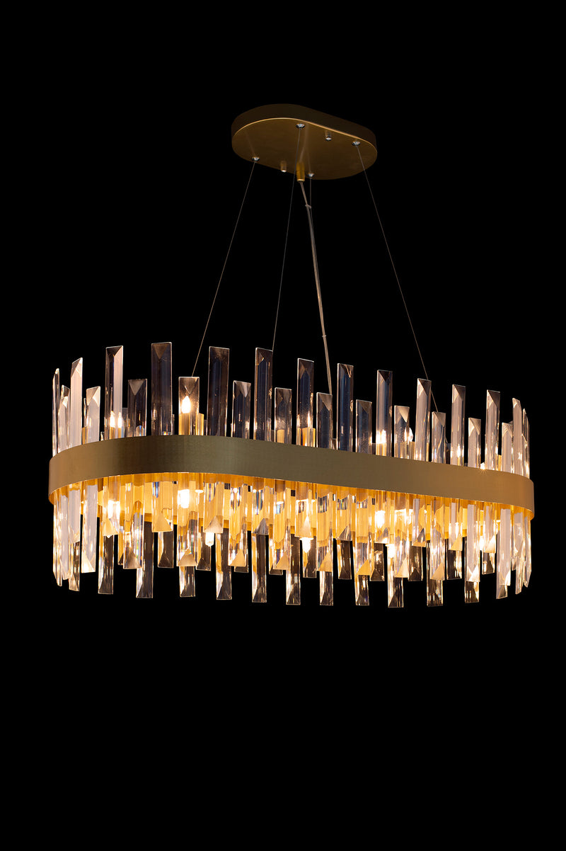 Band Oval 80cm Pendant In Matt Gold