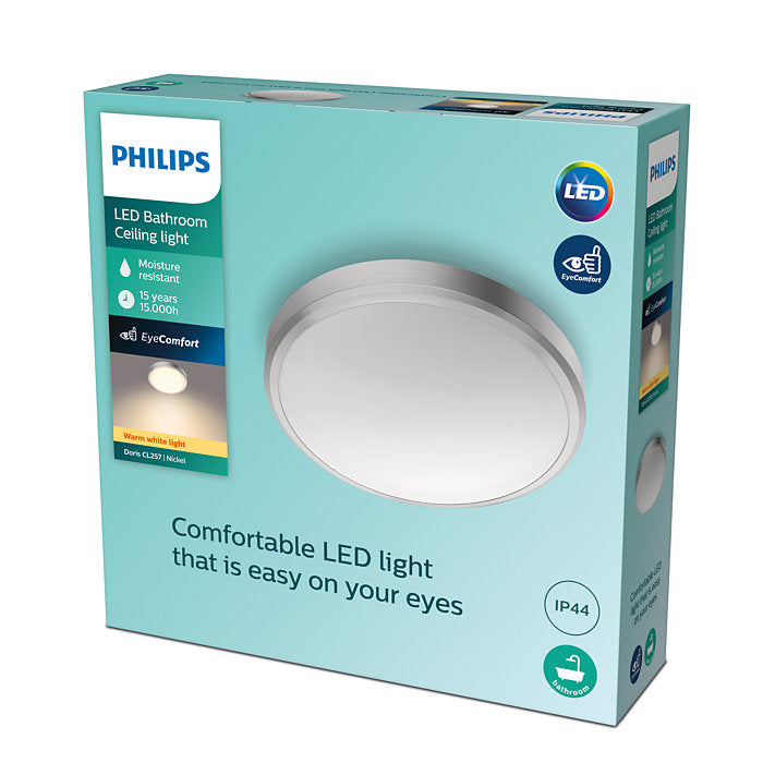 Philips Doris CL257 Functional Ceiling Light 17W 27K Nickel IP44