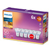 Philips Classic LED 50W GU10 C90 Warm White 36D Warm Glow Pack of 6 Dimmable Bulbs*