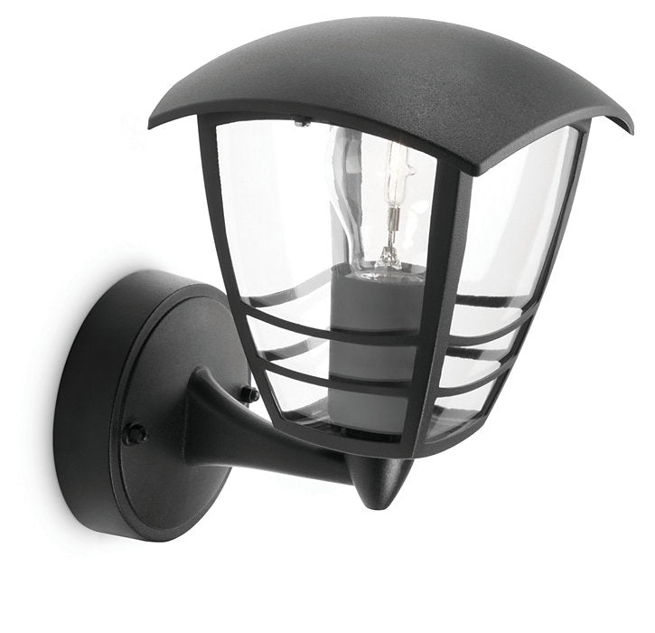 Philips Creek 1x60W 230V Up Outdoor Wall Lantern Black