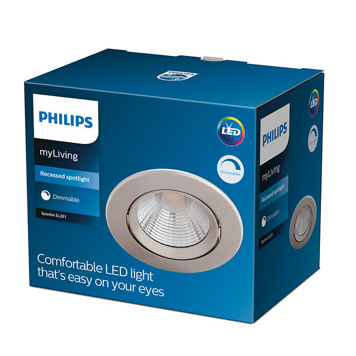 Philips SL261 Sparkle Recessed Spotlight 5.5W 27K Nickel