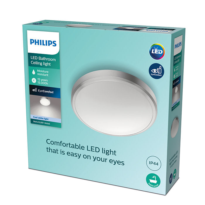 Philips Doris CL257 Functional Ceiling Light 17W 40K Nickel IP44