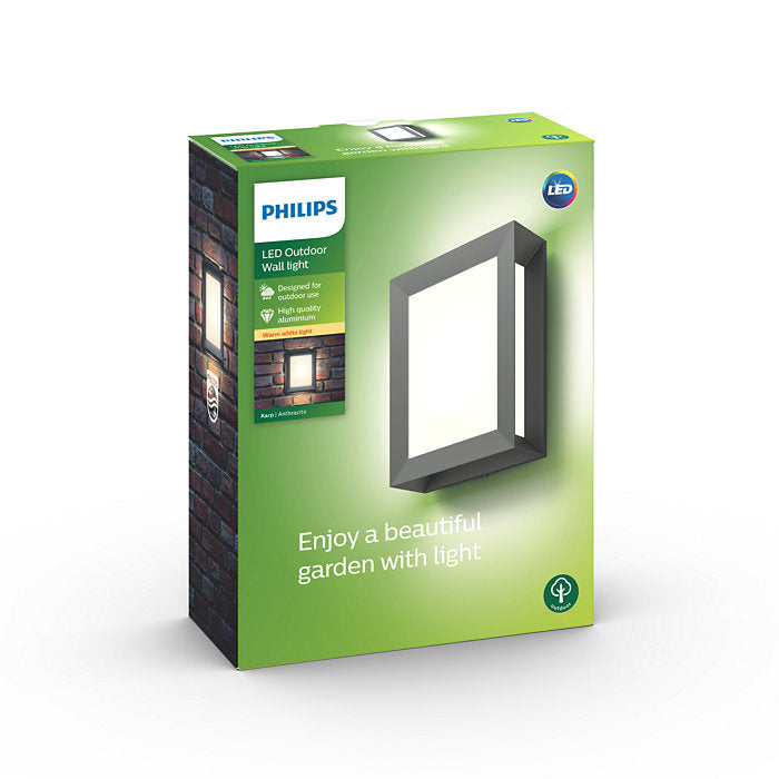 Philips Karp Outdoor Wall Lantern Anthracite 1x6W 230V