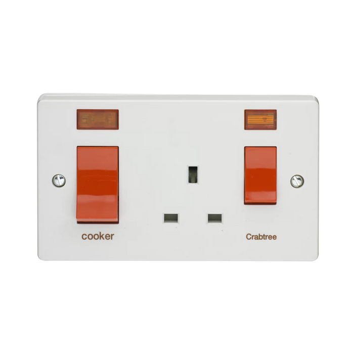Cooker Switch Unit Crabtree 45A Double Pole Slim Cooker Control Unit With Neon Printed 'C ...
