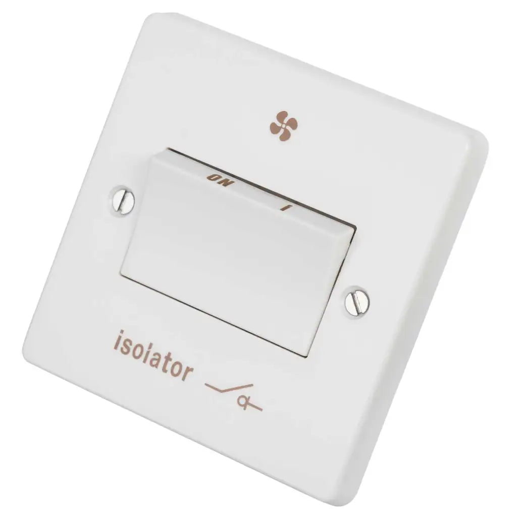 Crabtree 6A Triple Pole Isolator Switch Printed 'Isolator And Fan Symbol'