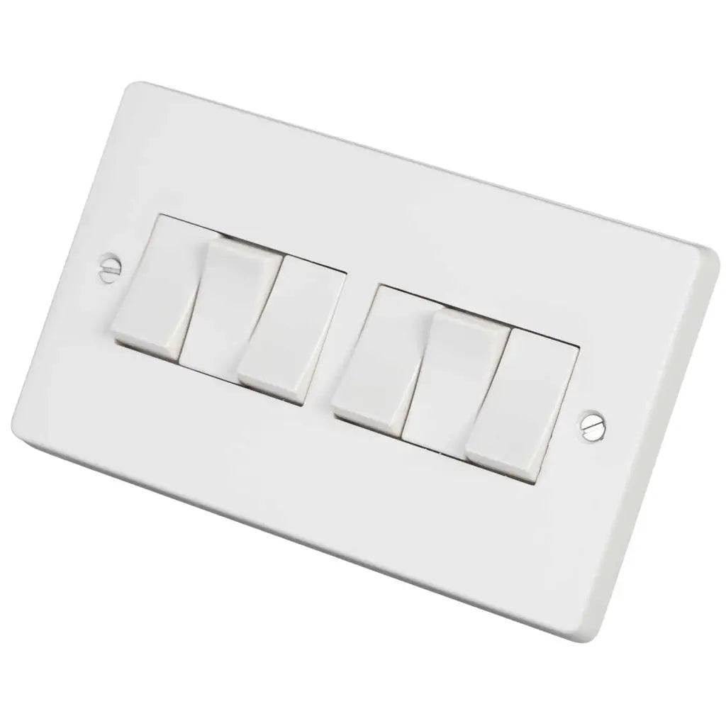 Crabtree 10AX 6 Gang 2 Way Switch -
