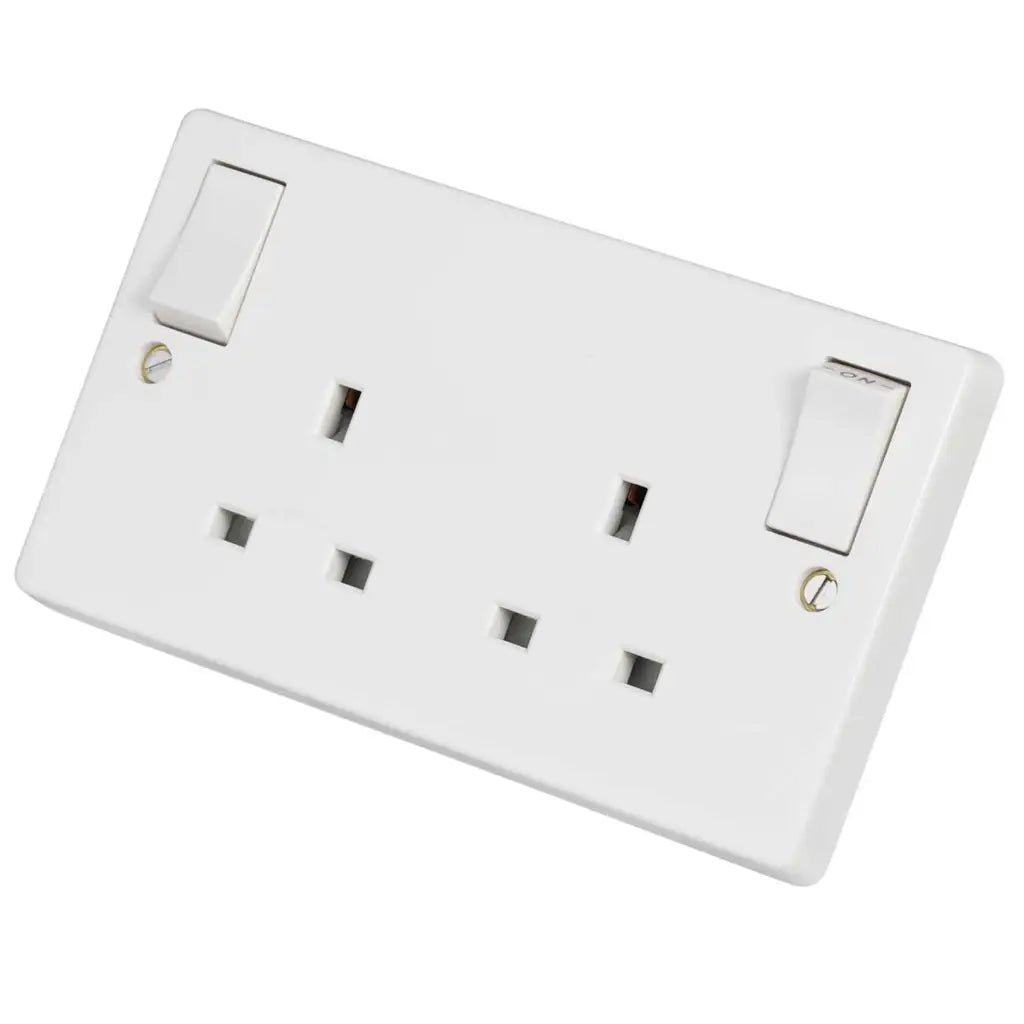 Crabtree 13A 2 Gang Double Pole Switched Socket With Outboard Rockers