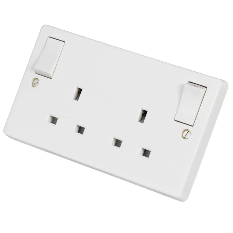 Crabtree 13A 2 Gang Double Pole Switched Socket With Outboard Rockers