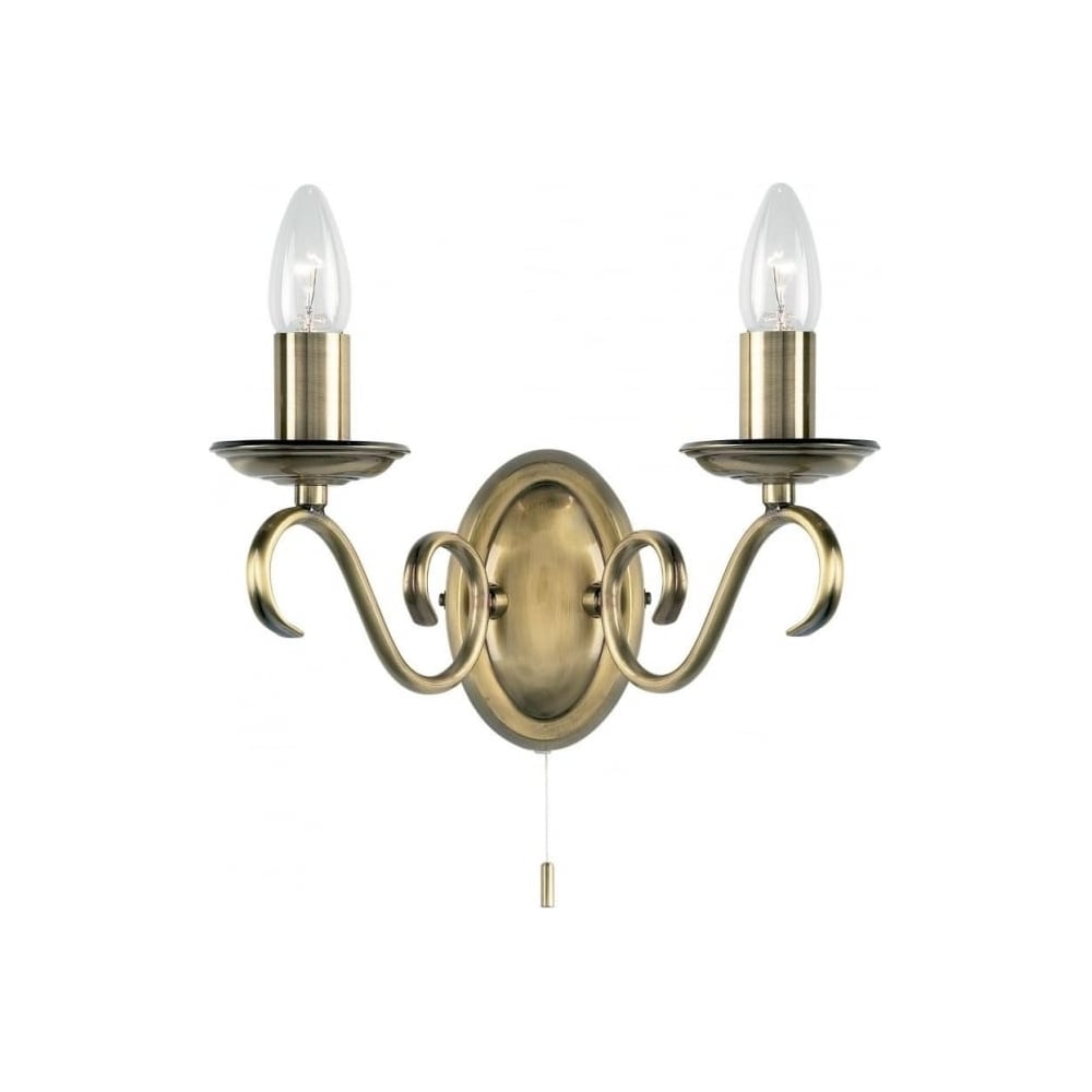 2030-2AN Bernice 2 Light Antique Brass Wall Light