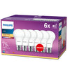 Philips LED 75W A60 B22 Warm White 230V Frosted Pack of 6 - Non Dimmable