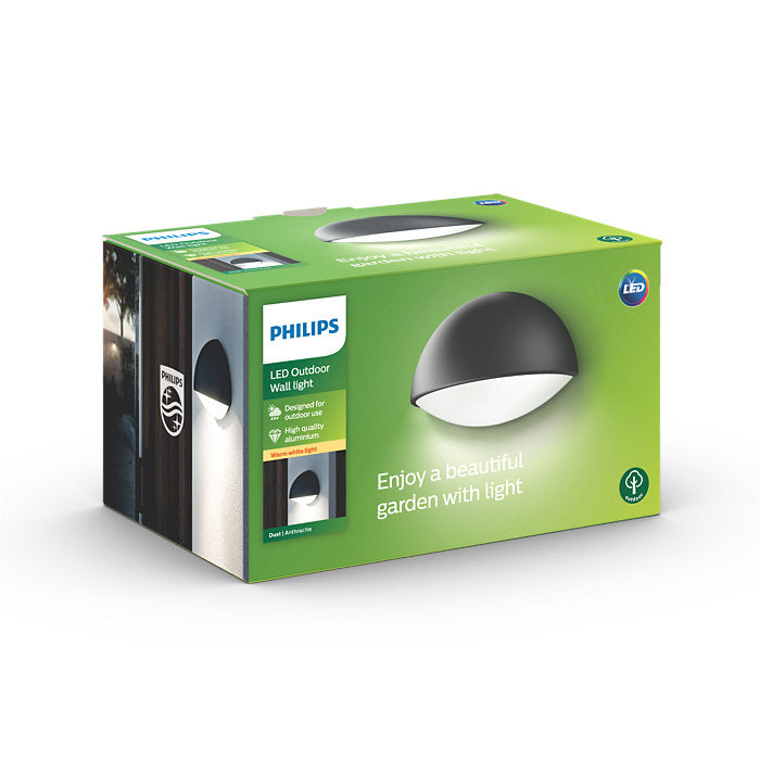 Philips myGarden 1x3W 230V Dust Wall Lantern Antracite