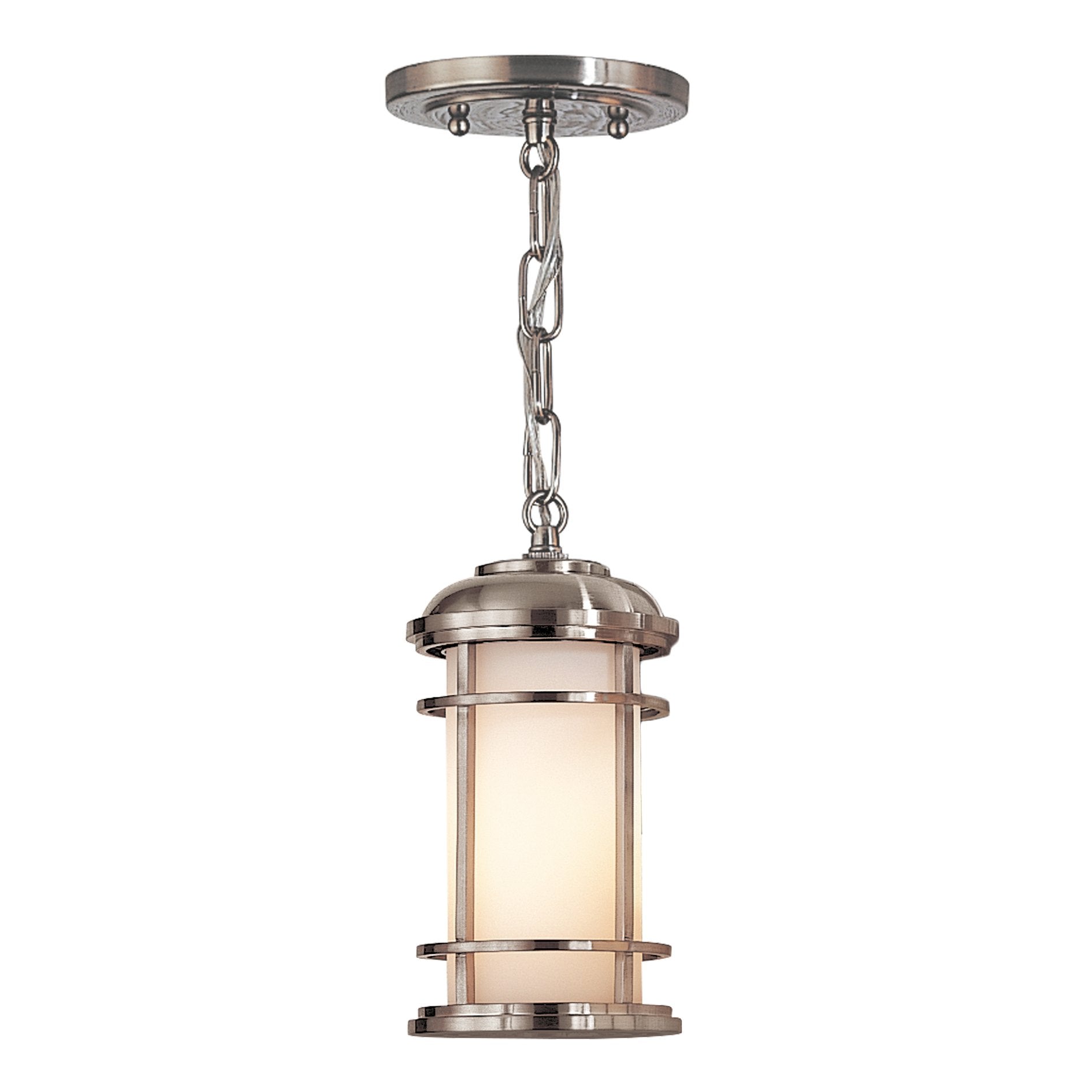 FE-LIGHTHOUSE8-S Feiss Lighthouse 1 Light Small Hanging Lantern Brushed Steel