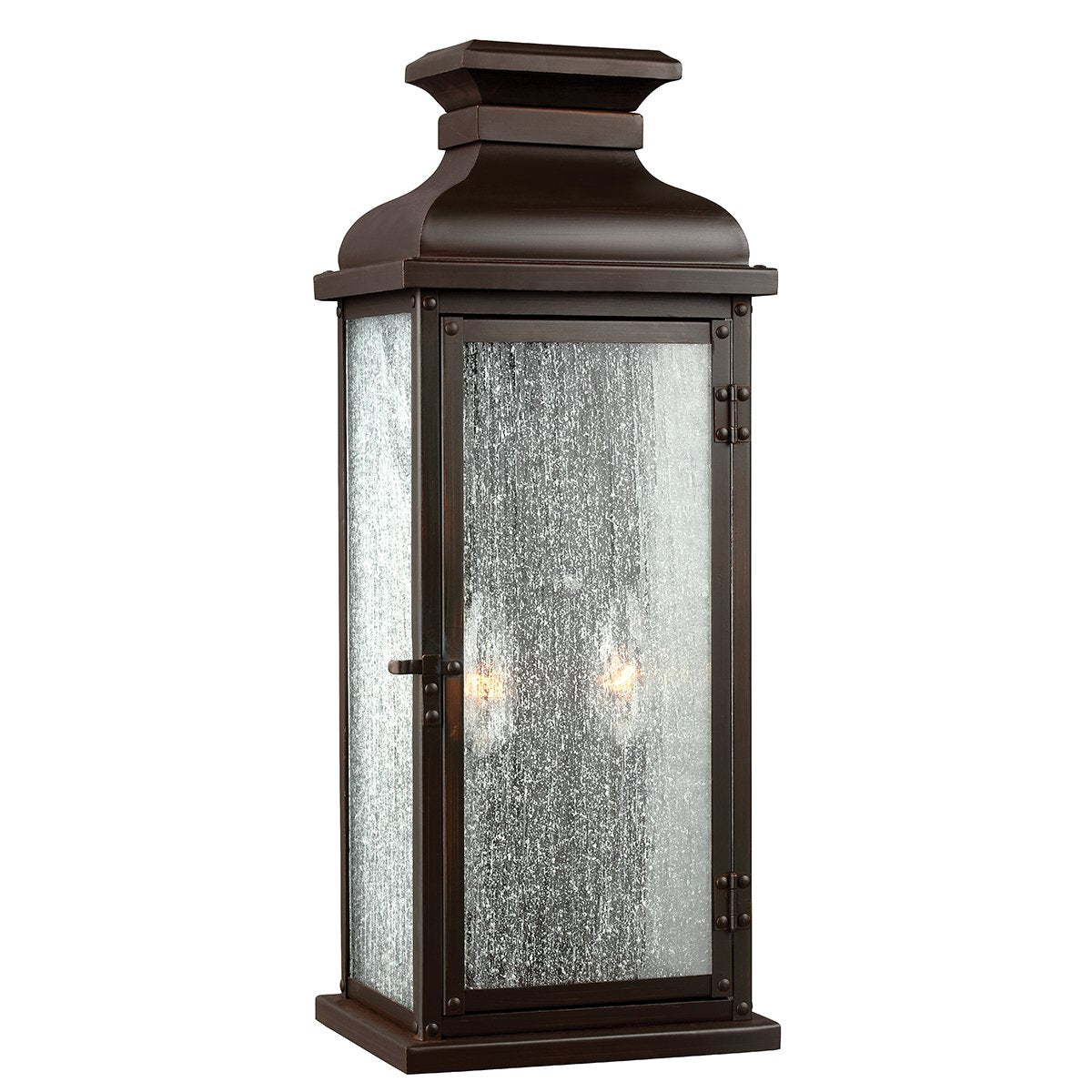 FE-PEDIMENT-M Feiss Pediment 2 Light Medium Wall Light Dark Aged Copper