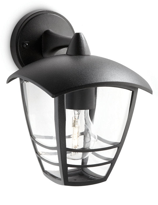 Philips Creek 1x60W 230V Down Outdoor Wall Lantern Black