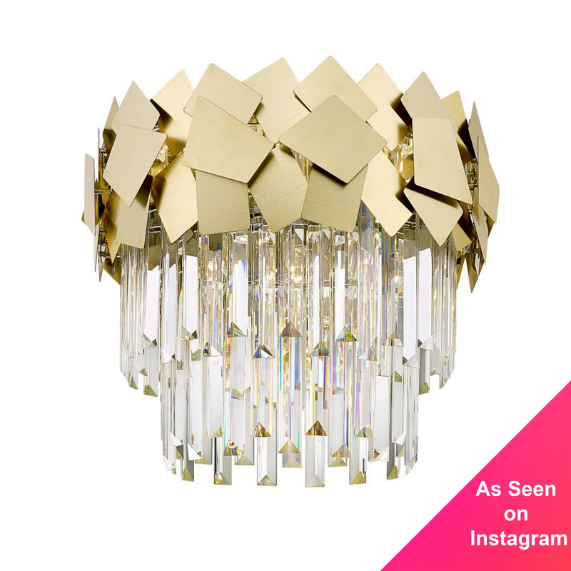 GFS509291FC Crystal Flush Ceiling Light - Matt Gold