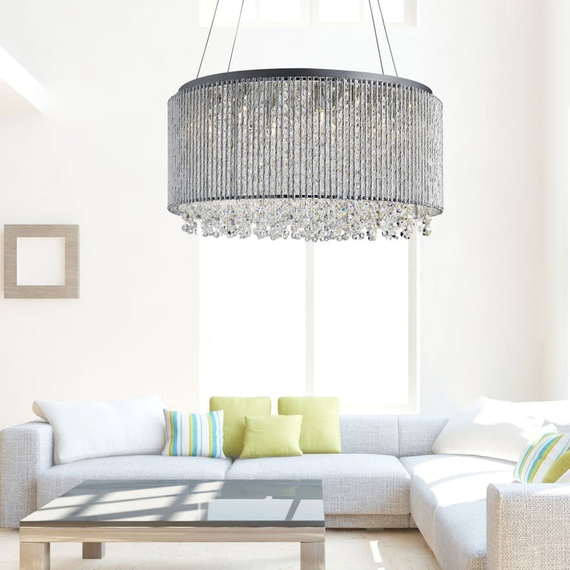 Chrome 8 Light Crystal Suspended Light