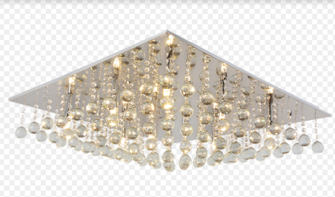 A3089 Flush 10 Light 80cm Square Crystal Light In Polished Chrome