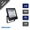MEGAMAN Tott 24W LED Floodlight - Black 400k, 2300lm, IP65 Slim Surface Mounted LED Flood