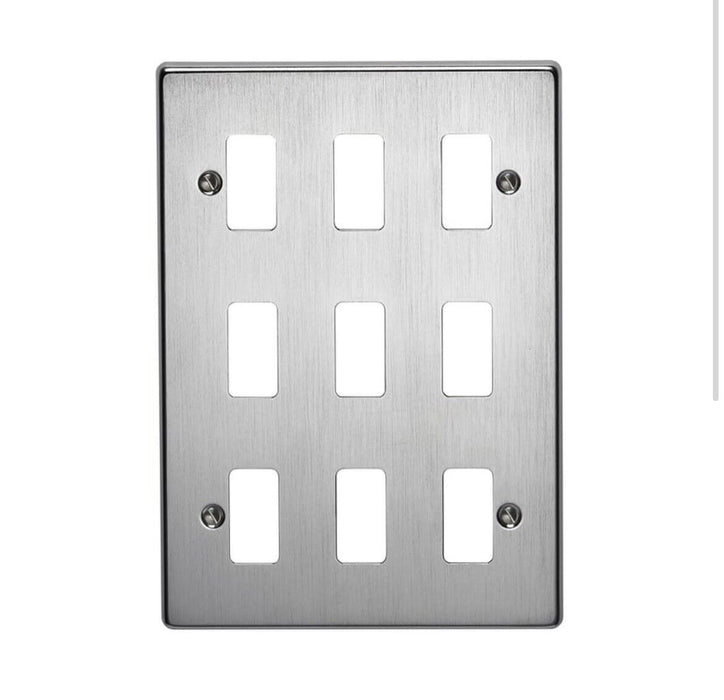 Crabtree 9 Gang Flush Grid Cover Plate